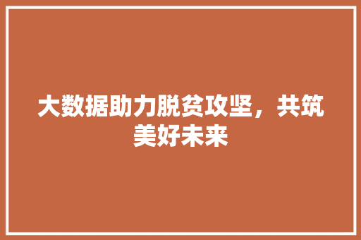 大数据助力脱贫攻坚，共筑美好未来 服务器/数据库