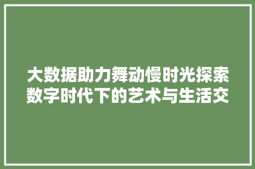 大数据助力舞动慢时光探索数字时代下的艺术与生活交融 友链在线