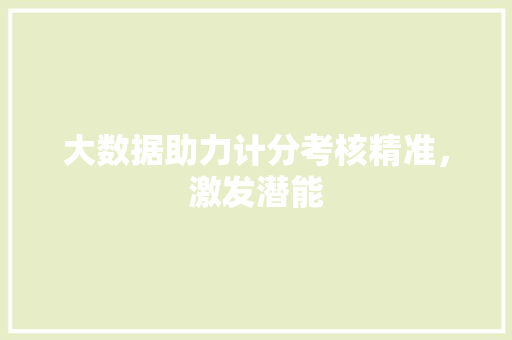 大数据助力计分考核精准，激发潜能