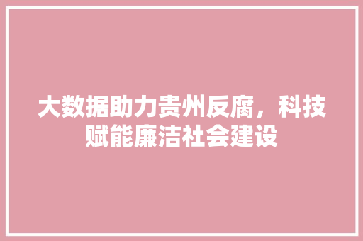 大数据助力贵州反腐，科技赋能廉洁社会建设