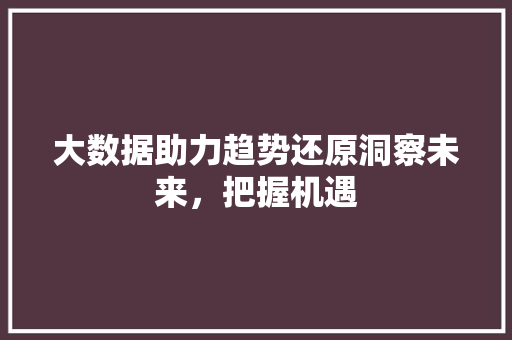 大数据助力趋势还原洞察未来，把握机遇