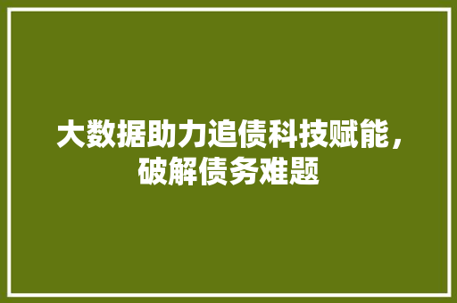 大数据助力追债科技赋能，破解债务难题