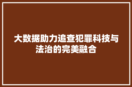 大数据助力追查犯罪科技与法治的完美融合