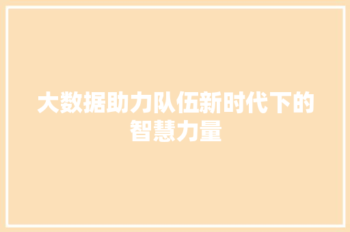 大数据助力队伍新时代下的智慧力量