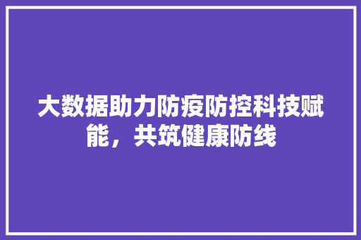 大数据助力防疫防控科技赋能，共筑健康防线