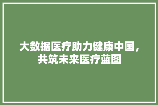 大数据医疗助力健康中国，共筑未来医疗蓝图