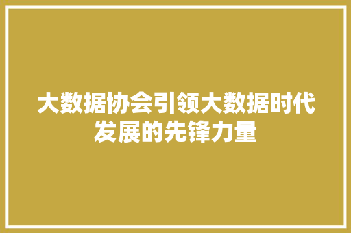 大数据协会引领大数据时代发展的先锋力量 Web前端