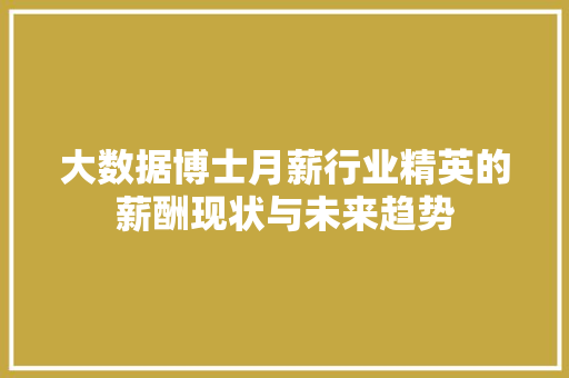大数据博士月薪行业精英的薪酬现状与未来趋势