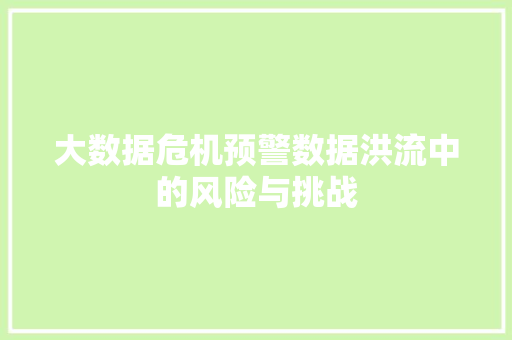 大数据危机预警数据洪流中的风险与挑战