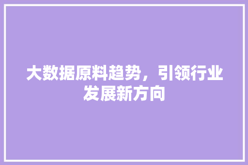 大数据原料趋势，引领行业发展新方向