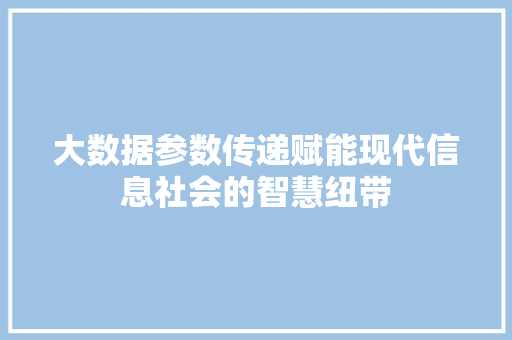 大数据参数传递赋能现代信息社会的智慧纽带
