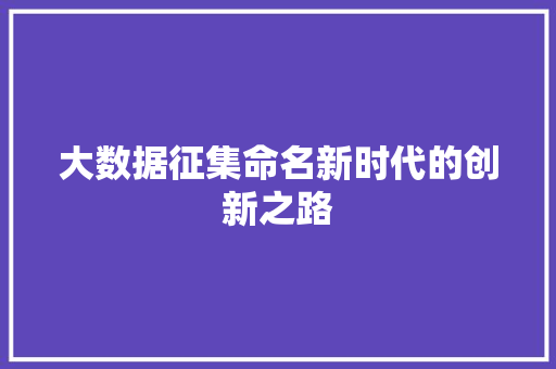 大数据征集命名新时代的创新之路