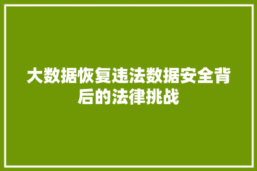 大数据恢复违法数据安全背后的法律挑战 Web前端
