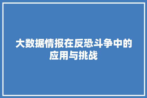大数据情报在反恐斗争中的应用与挑战