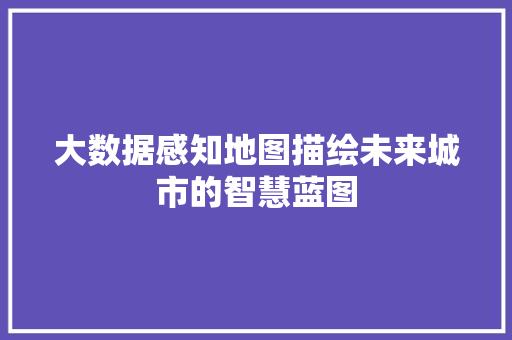 大数据感知地图描绘未来城市的智慧蓝图
