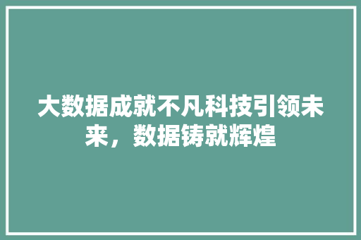 大数据成就不凡科技引领未来，数据铸就辉煌