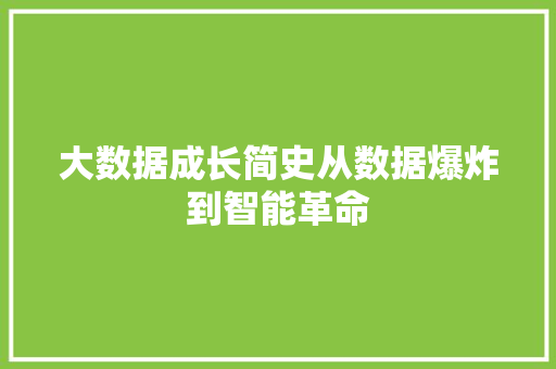 大数据成长简史从数据爆炸到智能革命