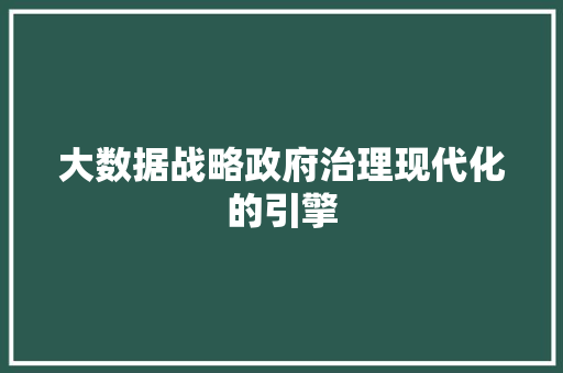 大数据战略政府治理现代化的引擎