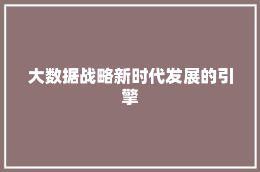 大数据战略新时代发展的引擎