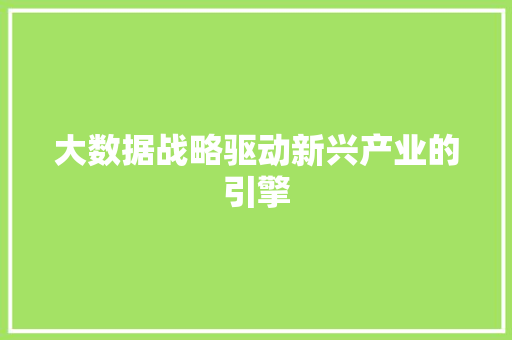 大数据战略驱动新兴产业的引擎