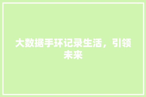 大数据手环记录生活，引领未来