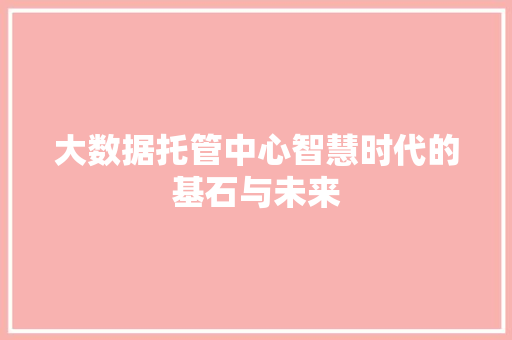 大数据托管中心智慧时代的基石与未来