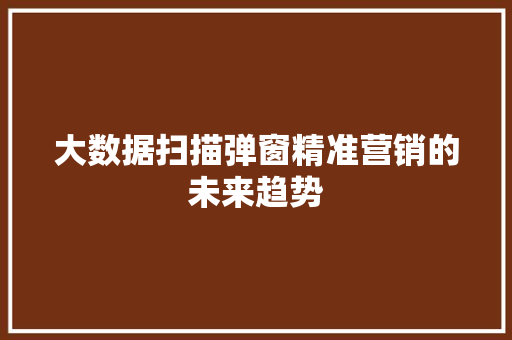 大数据扫描弹窗精准营销的未来趋势 SEO教程