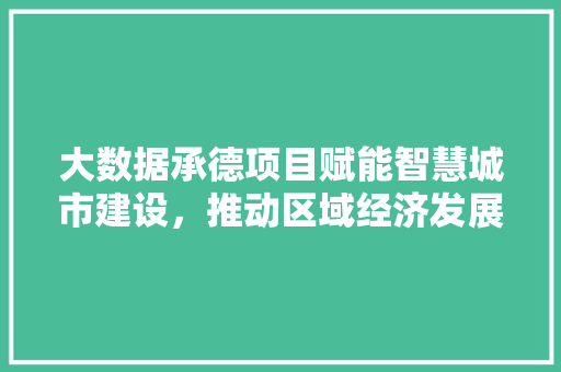 大数据承德项目赋能智慧城市建设，推动区域经济发展 服务器/数据库