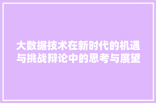 大数据技术在新时代的机遇与挑战辩论中的思考与展望