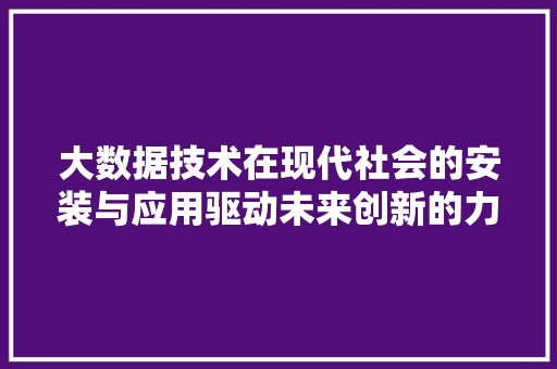 大数据技术在现代社会的安装与应用驱动未来创新的力量