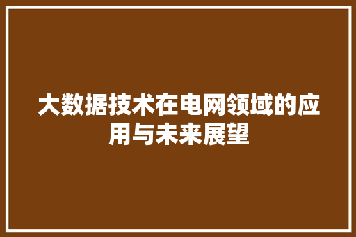 大数据技术在电网领域的应用与未来展望