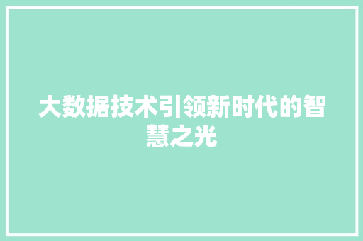 大数据技术引领新时代的智慧之光 友链在线