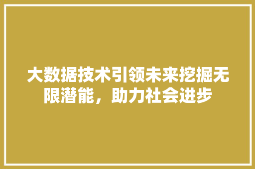 大数据技术引领未来挖掘无限潜能，助力社会进步 友链在线