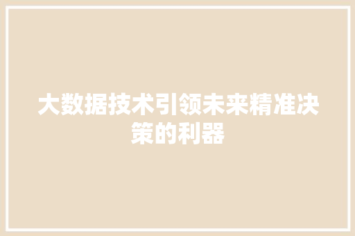 大数据技术引领未来精准决策的利器