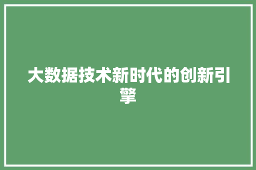 大数据技术新时代的创新引擎 WordPress教程