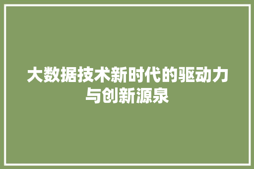 大数据技术新时代的驱动力与创新源泉