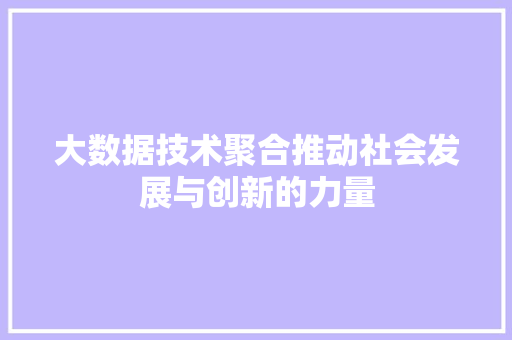 大数据技术聚合推动社会发展与创新的力量 Web前端