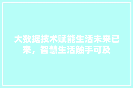 大数据技术赋能生活未来已来，智慧生活触手可及 SEO教程