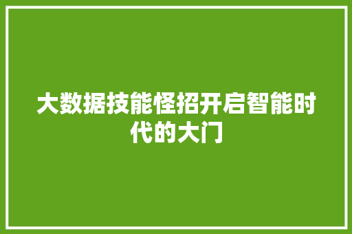 大数据技能怪招开启智能时代的大门