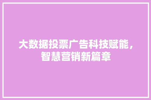 大数据投票广告科技赋能，智慧营销新篇章