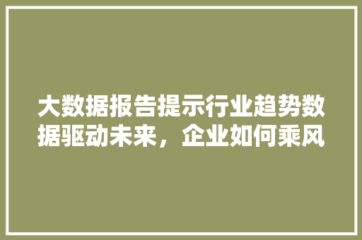 大数据报告提示行业趋势数据驱动未来，企业如何乘风破浪