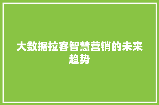 大数据拉客智慧营销的未来趋势 服务器/数据库