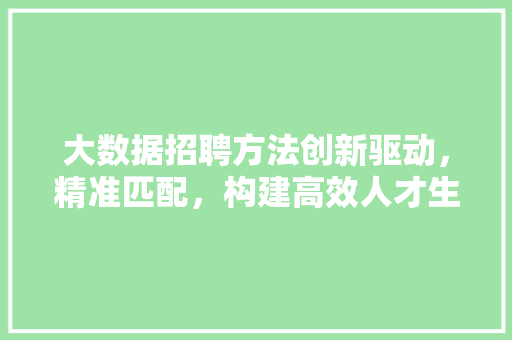 大数据招聘方法创新驱动，精准匹配，构建高效人才生态 SEO教程