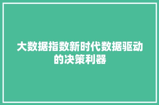 大数据指数新时代数据驱动的决策利器