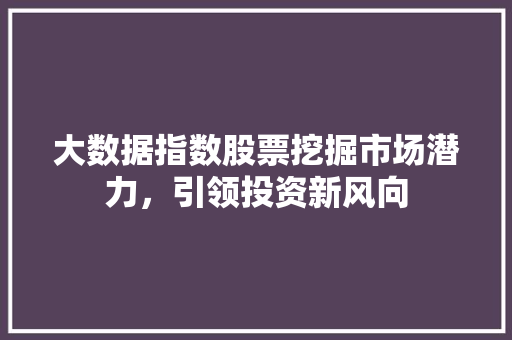 大数据指数股票挖掘市场潜力，引领投资新风向