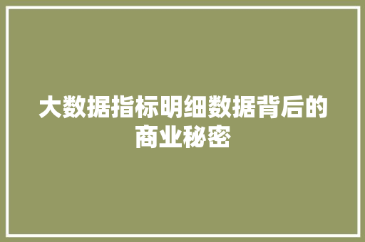 大数据指标明细数据背后的商业秘密 WordPress教程