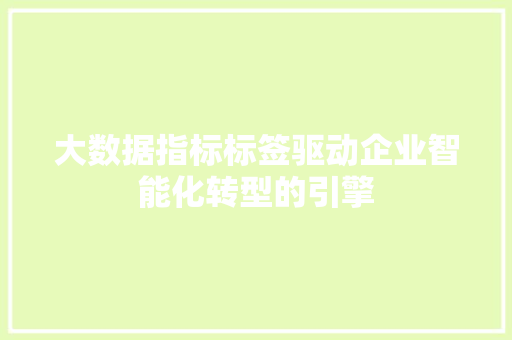 大数据指标标签驱动企业智能化转型的引擎 建站教程