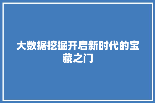 大数据挖掘开启新时代的宝藏之门 SEO教程