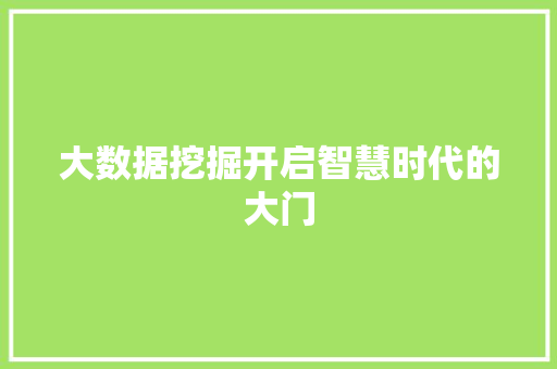 大数据挖掘开启智慧时代的大门