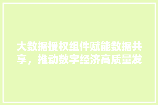 大数据授权组件赋能数据共享，推动数字经济高质量发展 服务器/数据库